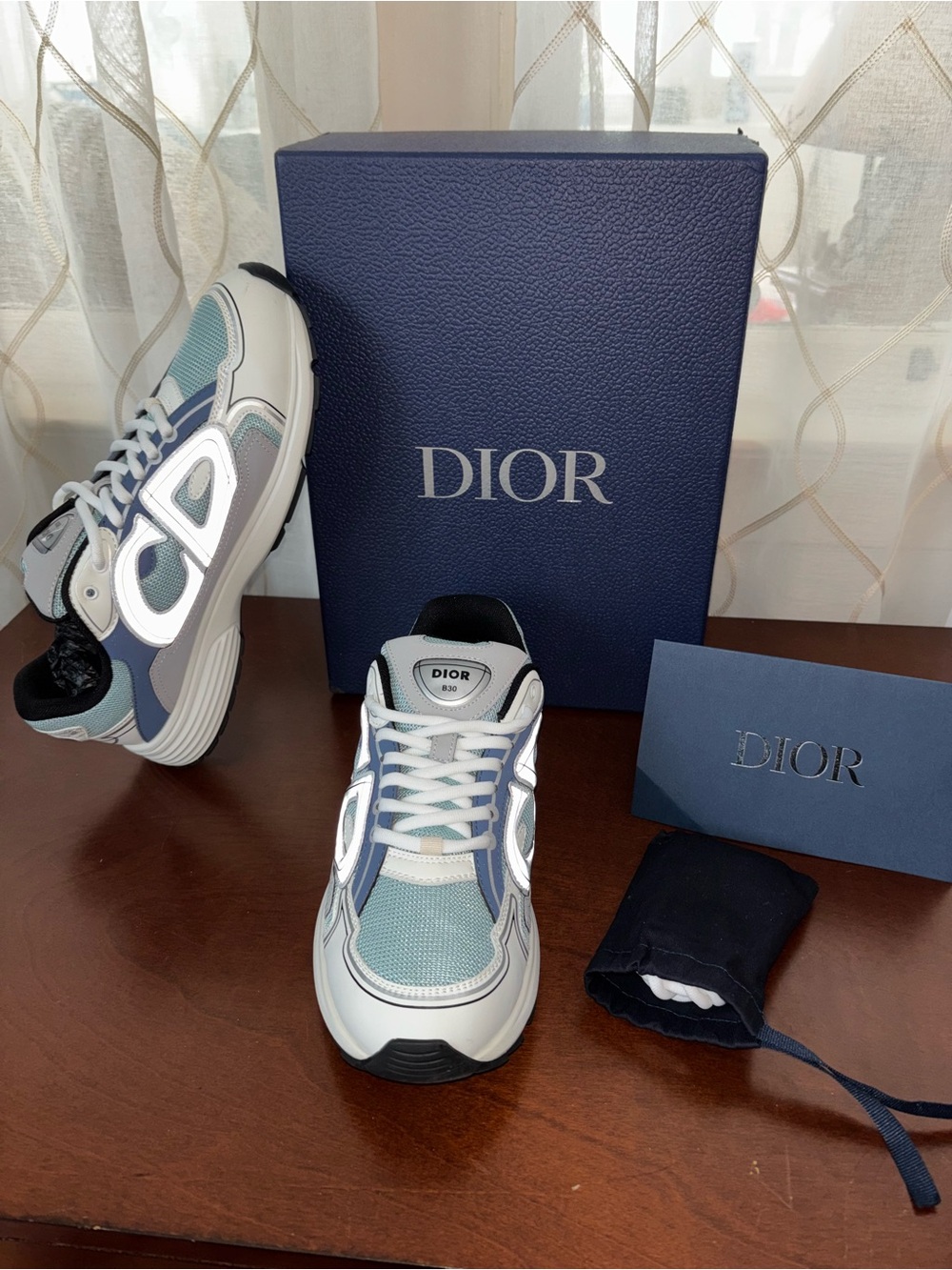 Dior Men’s b30 Low-Top Sneakers in Blue, White and Gray